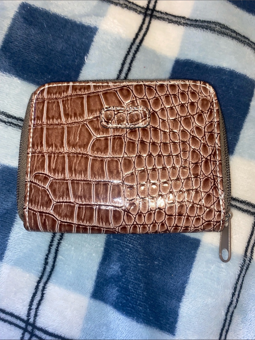 Rosetti Brown Croc-Embossed Zip Around Wallet